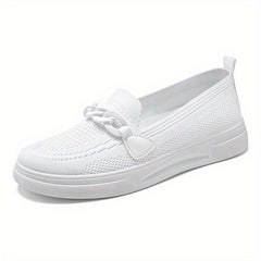 Women's Knitted Sock Shoes Chain Slip On Flat Shoes