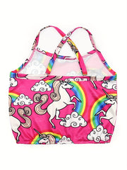 2pcs Toddler Girls Unicorn Swimsuit Tankini Set Kids Beach Bathing Suits