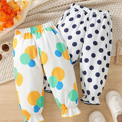 Baby Girls Polka Dot Trousers 2pcs Set Anti-mosquito Pants