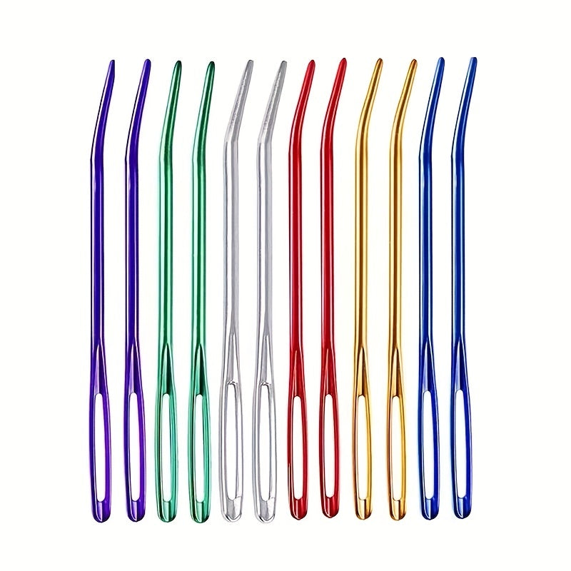 8pcs Colorful Big Eye Yarn Needle Steel Curved Tapestry Needle