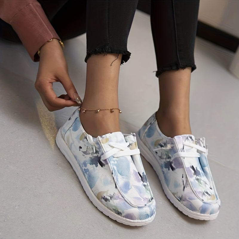 Women's Ink Painting Pattern Canvas Shoes Casual Lace Up Outdoor Shoes