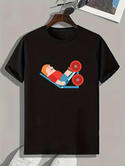 Funny Fat People Cartoon Print Men's Graphic Tee Summer Casual Tshirt