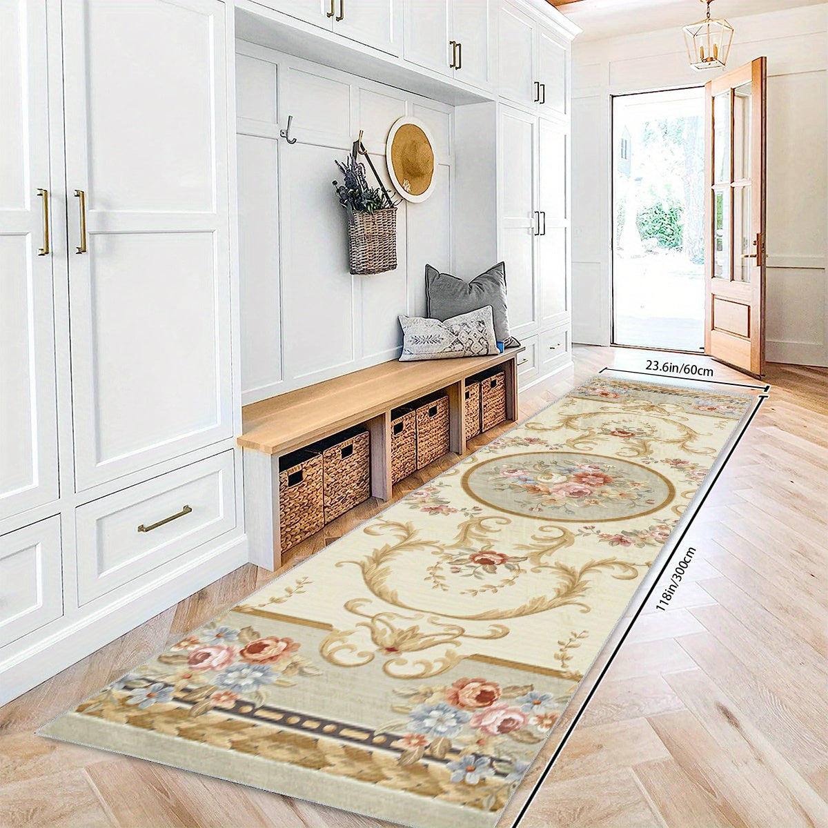 Vintage Floral 2'X10' Runner Rugs Traditional Laundry Room Rug