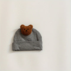 Cute Bear Dolls Cotton Baby Pullover Cap for Autumn and Winter