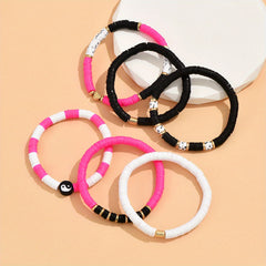 6 Pcs Soft Pottery Beaded Bracelet Set for Summer Beach