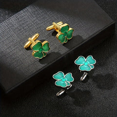 Clover Lacquered Cufflinks French Men's Shirts Cuff Nails