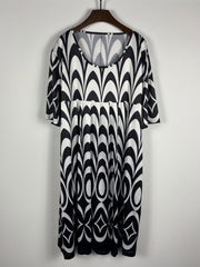 Colorblock Geometric Print Short Sleeve Dress