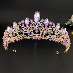 Purple Rhinestone Bridal Crown Princess Crystal Headband Hair Accessories