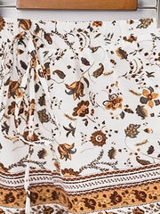 Boho Shorts Retro Floral Stripe Print With Pockets