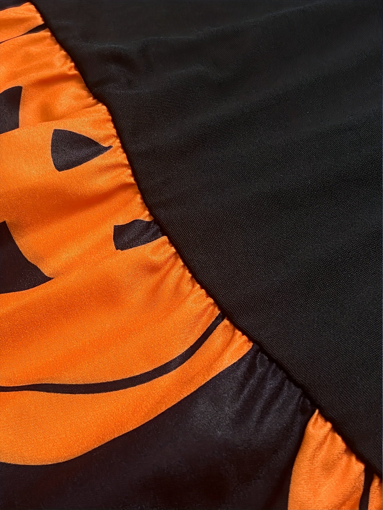 Pumpkin Print Long Sleeve A line Dress With Belt