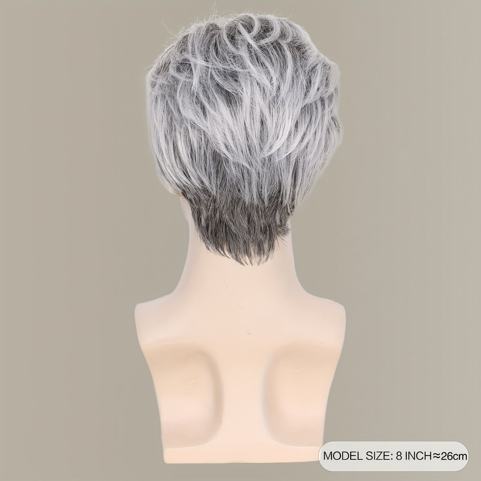 Silver Gray 8 Inch Synthetic Hair Wig With Bangs