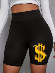 Women's Plus Money Print Biker Shorts