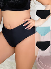 3 Pack Plus Size Seamless High Waisted Panties Set