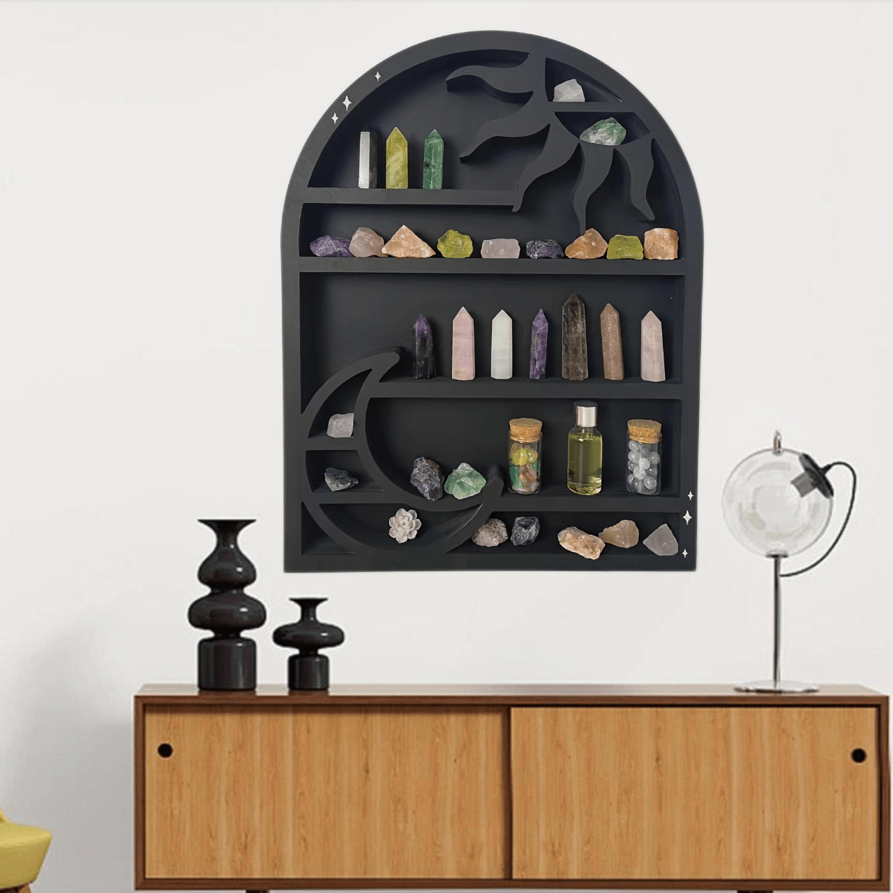 Sun Moon Crystal Rack Crystal Display Shelf Home Organization Storage
