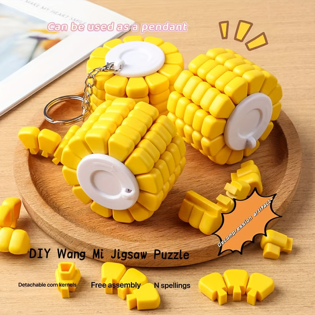 DIY Artificial Jade Rice Puzzle Assembly Toy Keychain Gift
