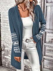 Women's Plus Geo Print Open Front Cardigan