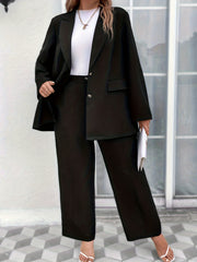 Women's Plus Size Long Sleeve Casual Blazer Single Breasted
