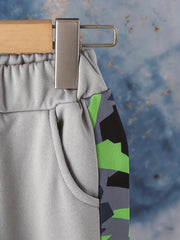Geometric Dino Boy's Sweatshirt & Sweatpants Set For Kids