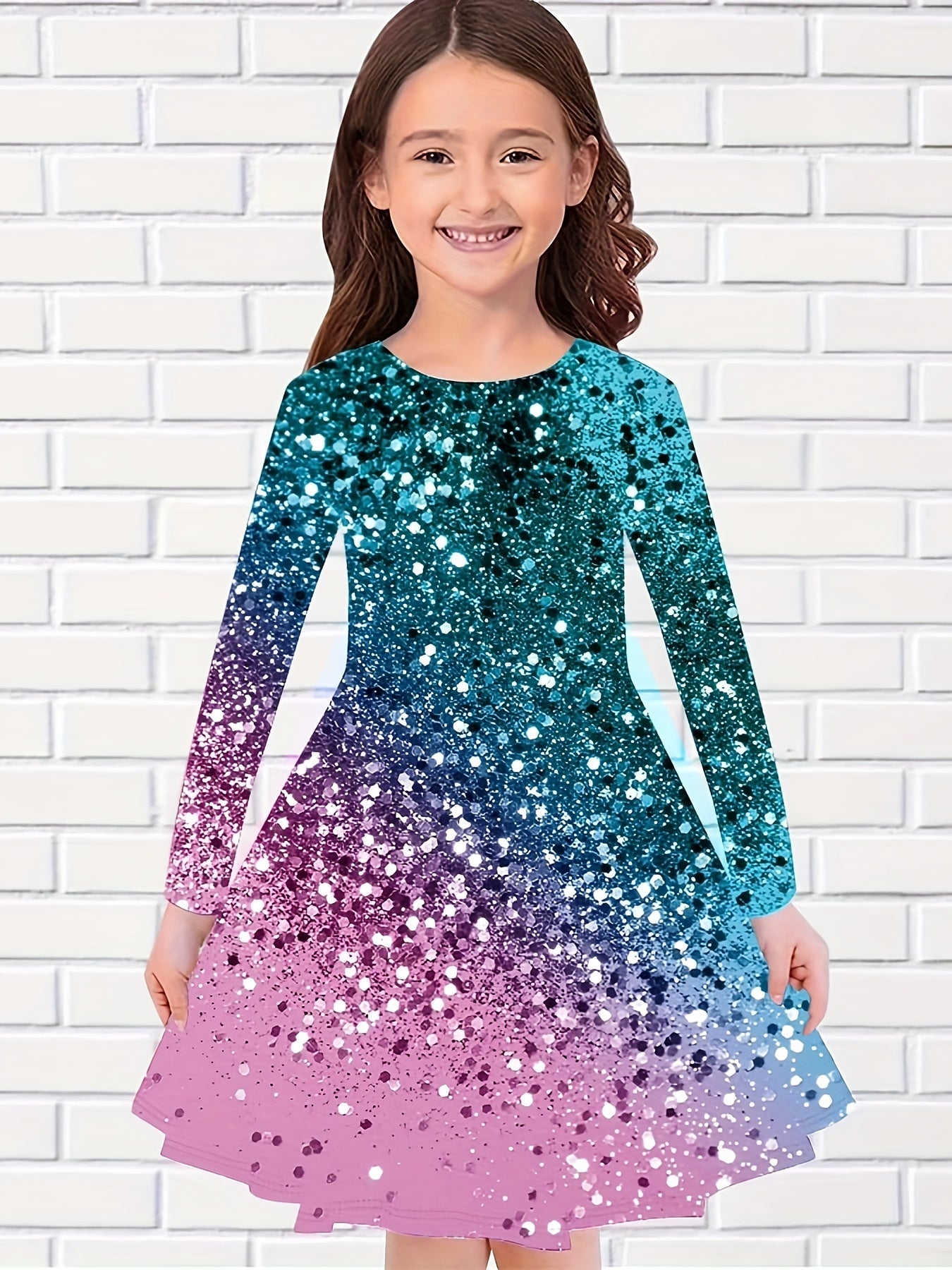 Rainbow Snowflake Print Dress for Fall Party