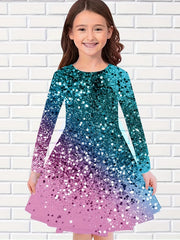 Rainbow Snowflake Print Dress for Fall Party