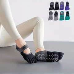 2pcs Women's Non slip Five Finger Yoga Socks Sweat Absorbing