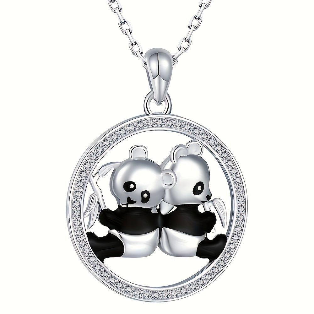 Panda Pendant Necklace Gemstones Clavicle Chain Jewelry Gift Men