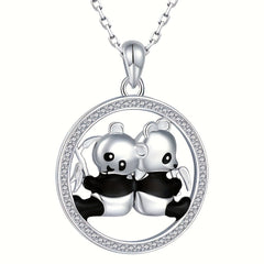 Panda Pendant Necklace Gemstones Clavicle Chain Jewelry Gift Men