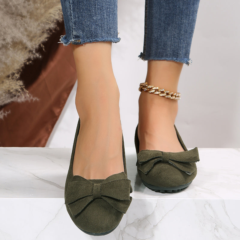 Women's Closed Toe Bow Decor Ballet Flats