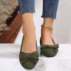Women's Closed Toe Bow Decor Ballet Flats