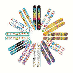 24pcs Happy Birthday Slap Bracelets Quick Snap Bands Party Favors for Kids Teens