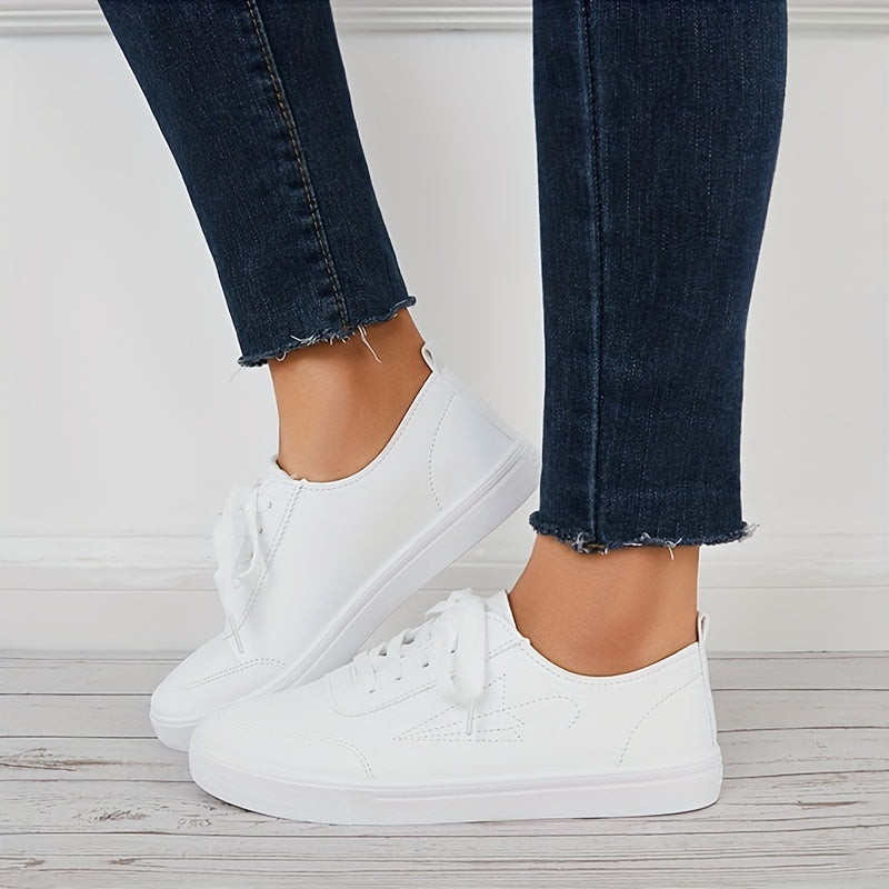 Women's Umbrella Pattern Skate Shoes Lace Flat Shoes Solid Low Top Walking Shoes