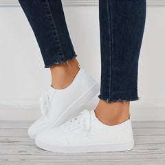Women's Umbrella Pattern Skate Shoes Lace Flat Shoes Solid Low Top Walking Shoes