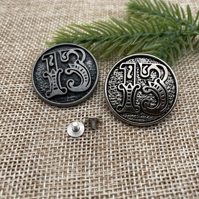 Set of 2 DIY Number 13 Pattern Golden Metal Buckles for Bags and Leather Goods