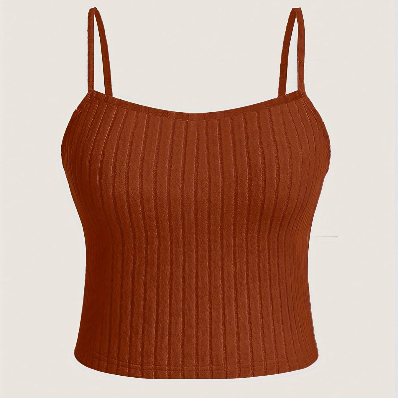 Solid Ribbed Knit Camisole Sleepwear Top