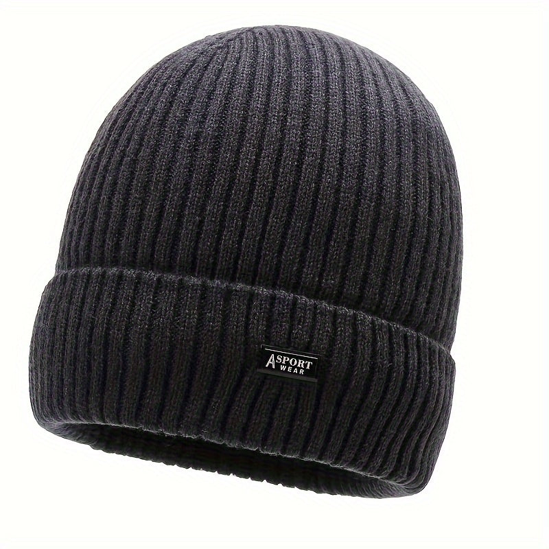 Winter Solid Plus Velvet Warm Knitted Hat For Autumn And Winter