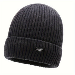 Winter Solid Plus Velvet Warm Knitted Hat For Autumn And Winter