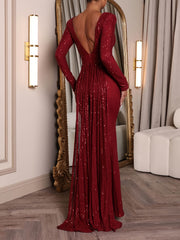 Sequins Lantern Sleeve Wedding Dress