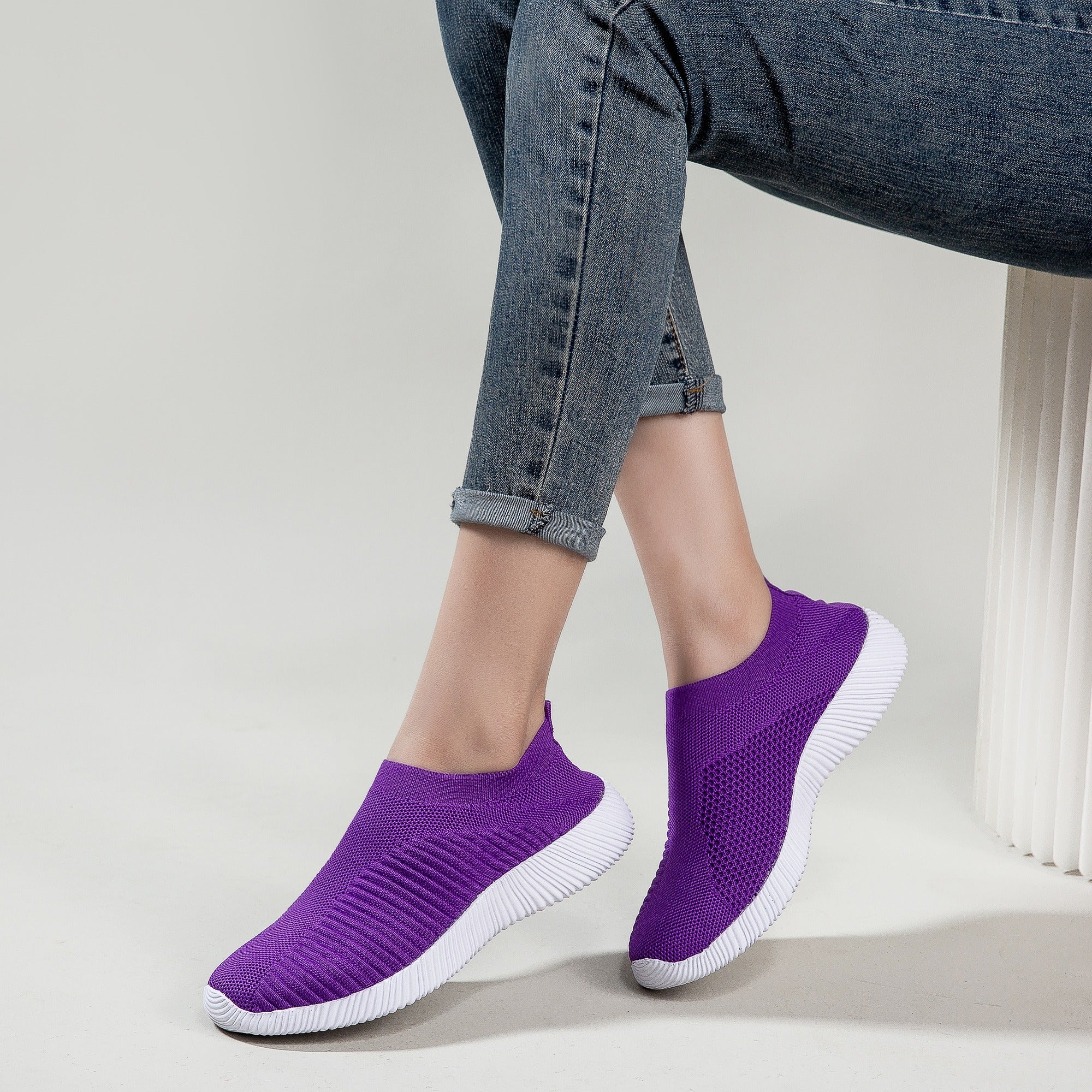 Women's Lightweight Slip On Socks Shoes Low Top Sneakers