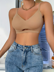 3pcs Seamless Solid Wireless Bras Comfy & Breathable Cut Out Bra