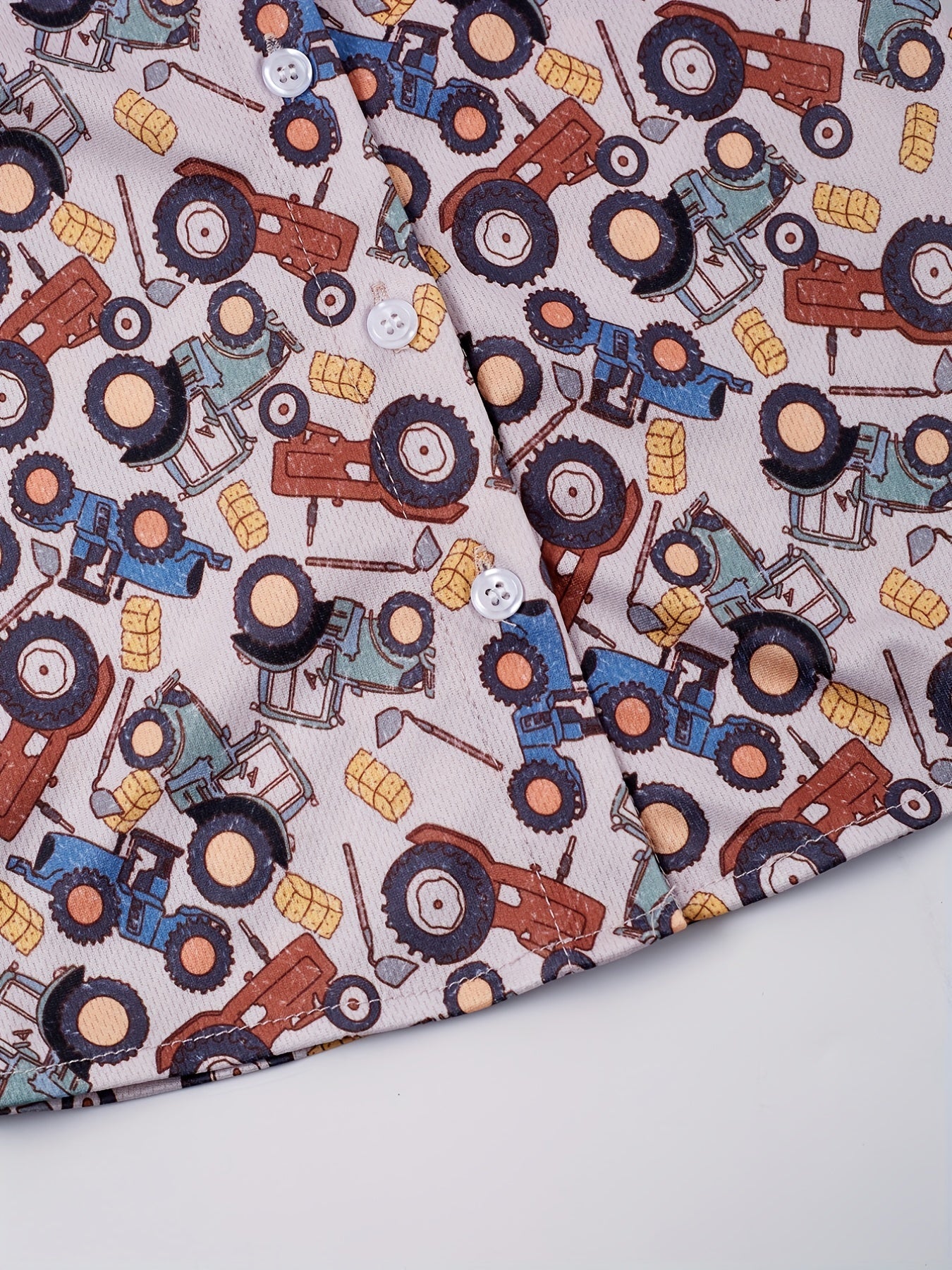Boys Tractor Short Sleeves Button Down Shirt Tops Casual