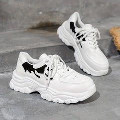 Women's Colorblock Platform Sneakers Lace Up Running Shoes