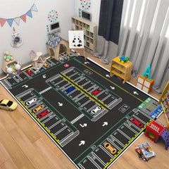 Cartoon Parking Lot Carpet Game Toys Car Play Mat Bedroom Bedside