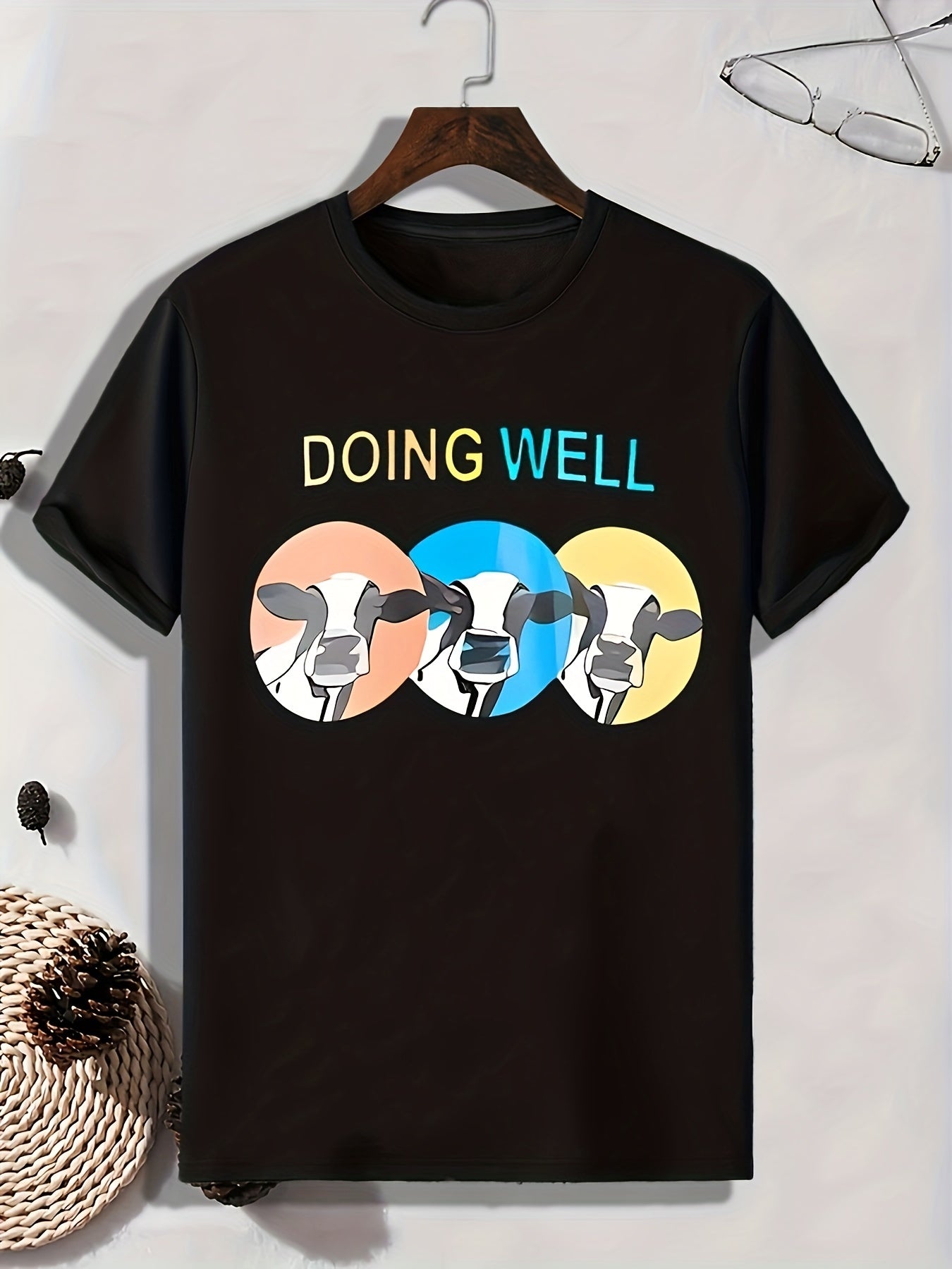 Cows Print Men's Graphic T shirt Casual Comfy Tees For Summer