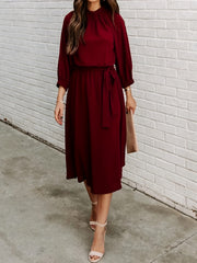 Ruched Long Sleeve Party Midi Dress Women's Clothing