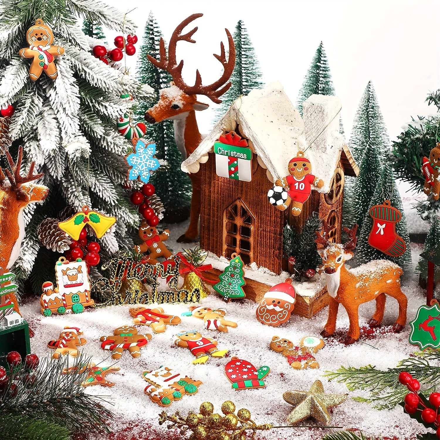 12 Gingerbread Man Christmas Decorations Tree Hanging Ornaments Figurine