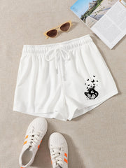Butterflies Print Drawstring Shorts Y2K High Waist Summer Shorts