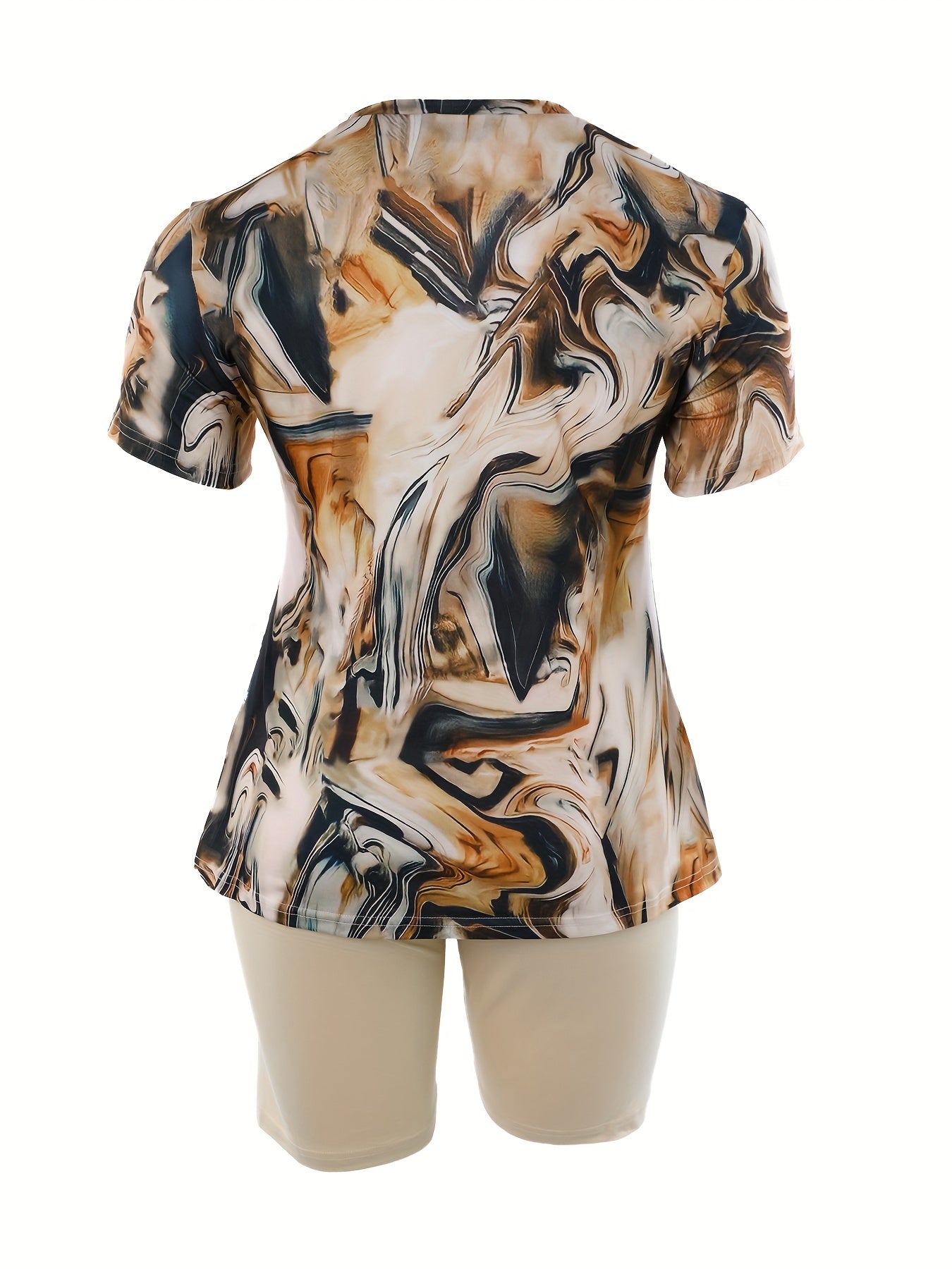 Women's Plus Tie Dye Tee & Biker Shorts Set