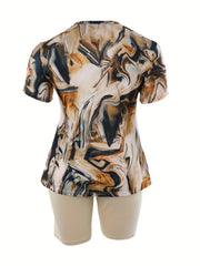 Women's Plus Tie Dye Tee & Biker Shorts Set