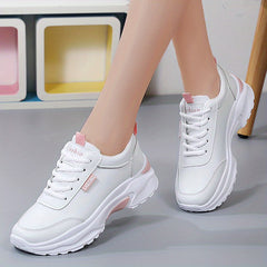 Women's Casual Lace Up Sneakers Lightweight Soft Sole Non-Slip Shoes