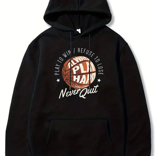 Basketball & Letter Print Hoodie for Men Graphic Sweatshirt